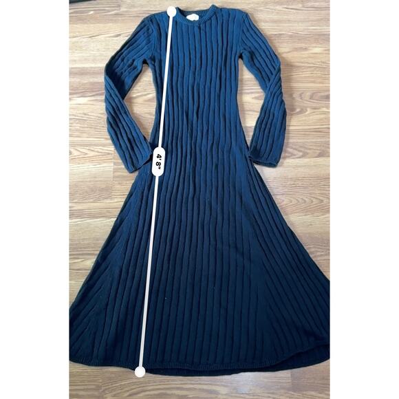 DISSH Ada Midi in Black Long Sleeve Stretch Ribbed Knit Stretch Dress XL - Picture 6 of 12